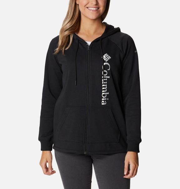 Columbia Logo Hoodies Black For Women's NZ46839 New Zealand